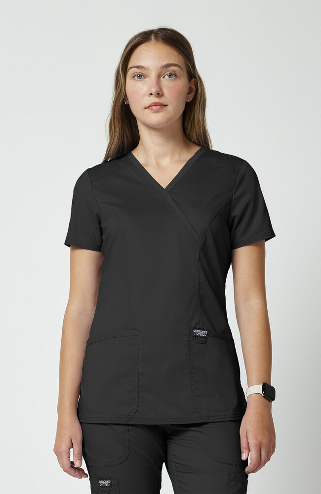 Women's Shaped 3-Pocket Mock Wrap Scrub Top | Cherokee – AllHeart