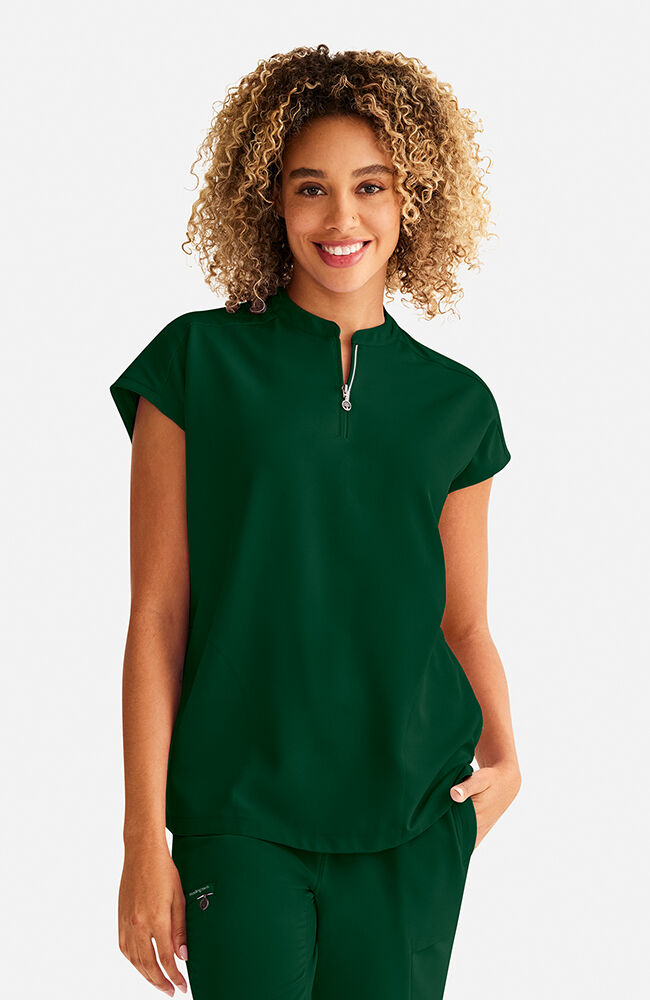 Women's Sandy Zip Mandarin Collar Scrub Top | AllHeart.com