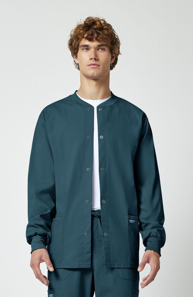 Men's Snap Front Warm-Up Solid Scrub Jacket – AllHeart
