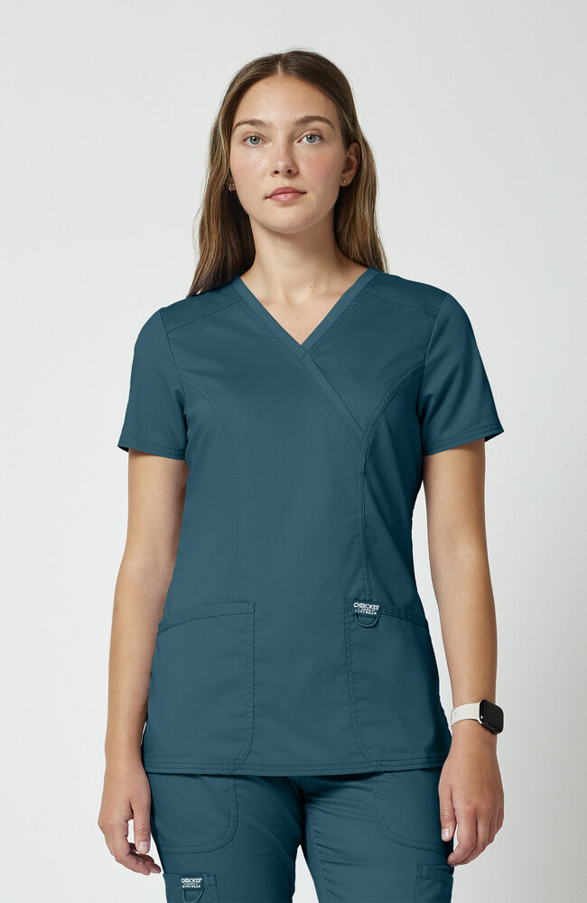 Women's Shaped 3-Pocket Mock Wrap Scrub Top | Cherokee – AllHeart Women's Shaped 3-Pocket Mock Wrap Scrub Top | Cherokee – AllHeart