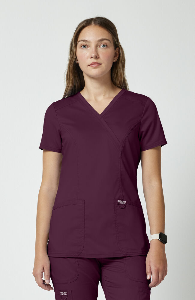 Women's Shaped 3-Pocket Mock Wrap Scrub Top | Cherokee – AllHeart