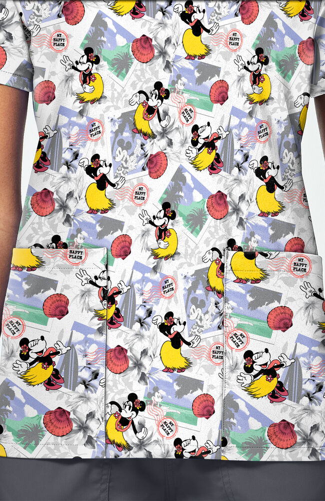Women's Minnie Happy Place Print Scrub Top – AllHeart