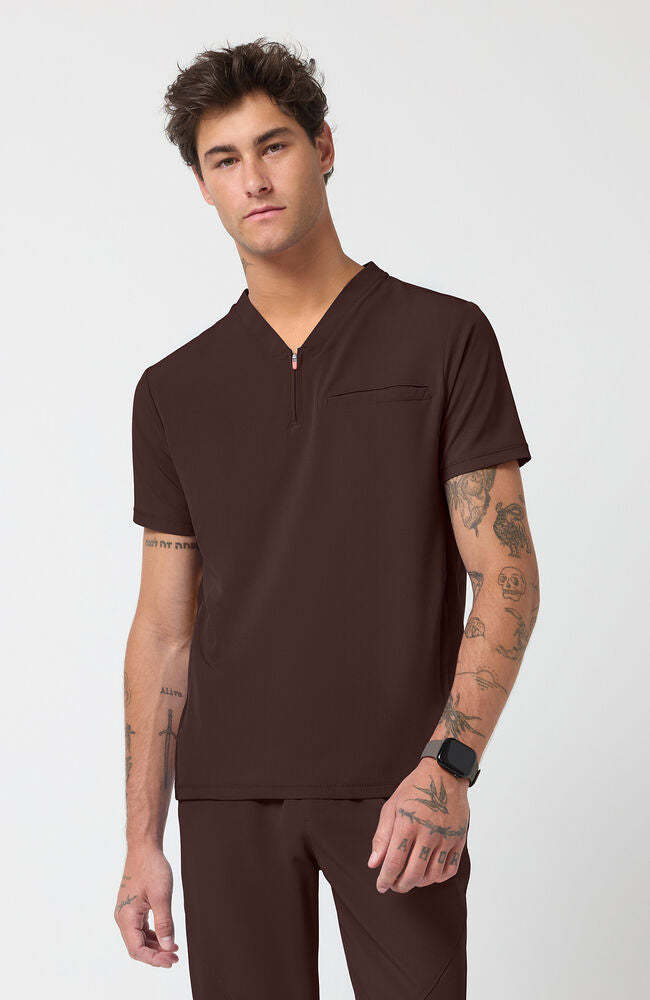 トップス UP NECK COMPACT TOPS Men's Partial Zip V-Neck Scrub Top – AllHeart