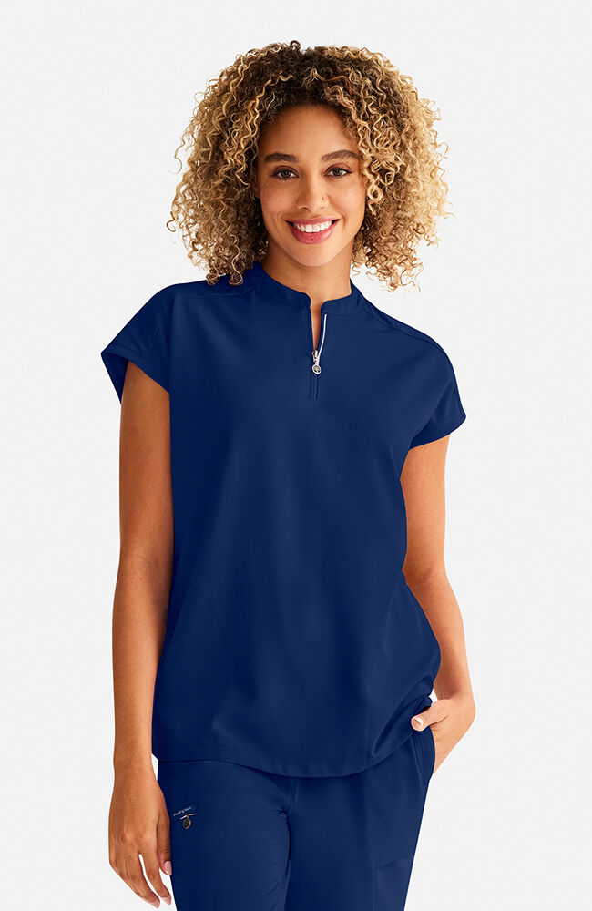 Women's Sandy Zip Mandarin Collar Scrub Top | AllHeart.com