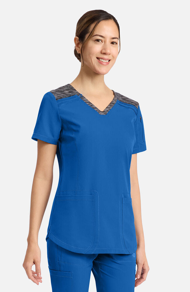 Women's Space Dye Panel V-Neck Scrub Top | AllHeart.com