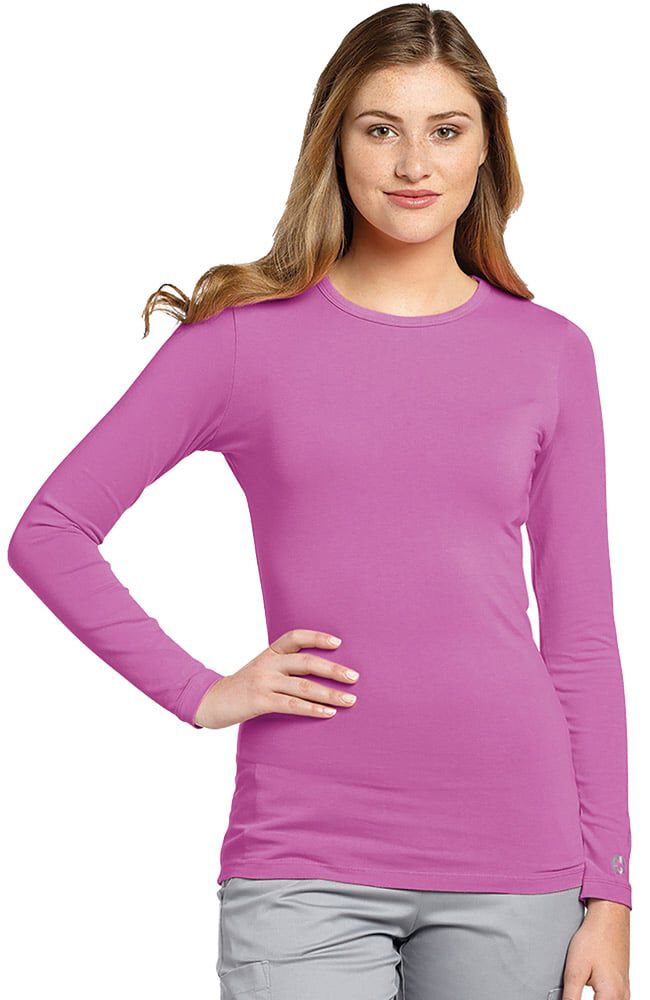 Clearance Women's Long Sleeve Crew Neck Solid Stretch T-Shirt