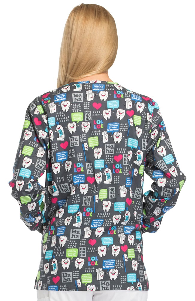 Clearance EDS Signature by Dickies Women's Snap Front Flossed In Space  Print Scrub Jacket