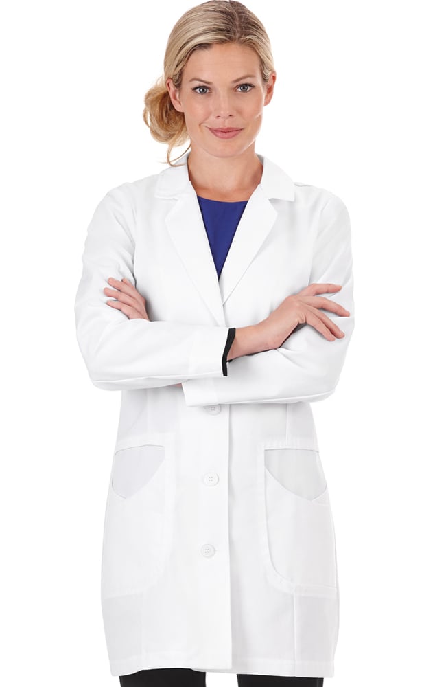 Clearance Pro by META Labwear Womens 33&quot; High Collar Stretch Lab Coat