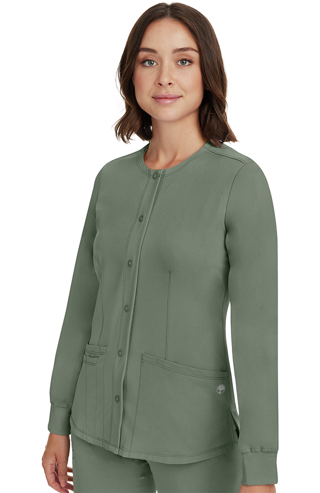HH Works by Healing Hands Women's Megan Button Front Solid Scrub Jacket ...
