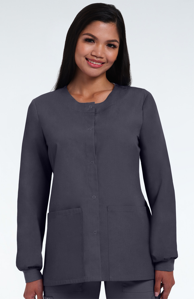 Basics by AllHeart Women's Solid Scrub Jacket with Tablet Pocket